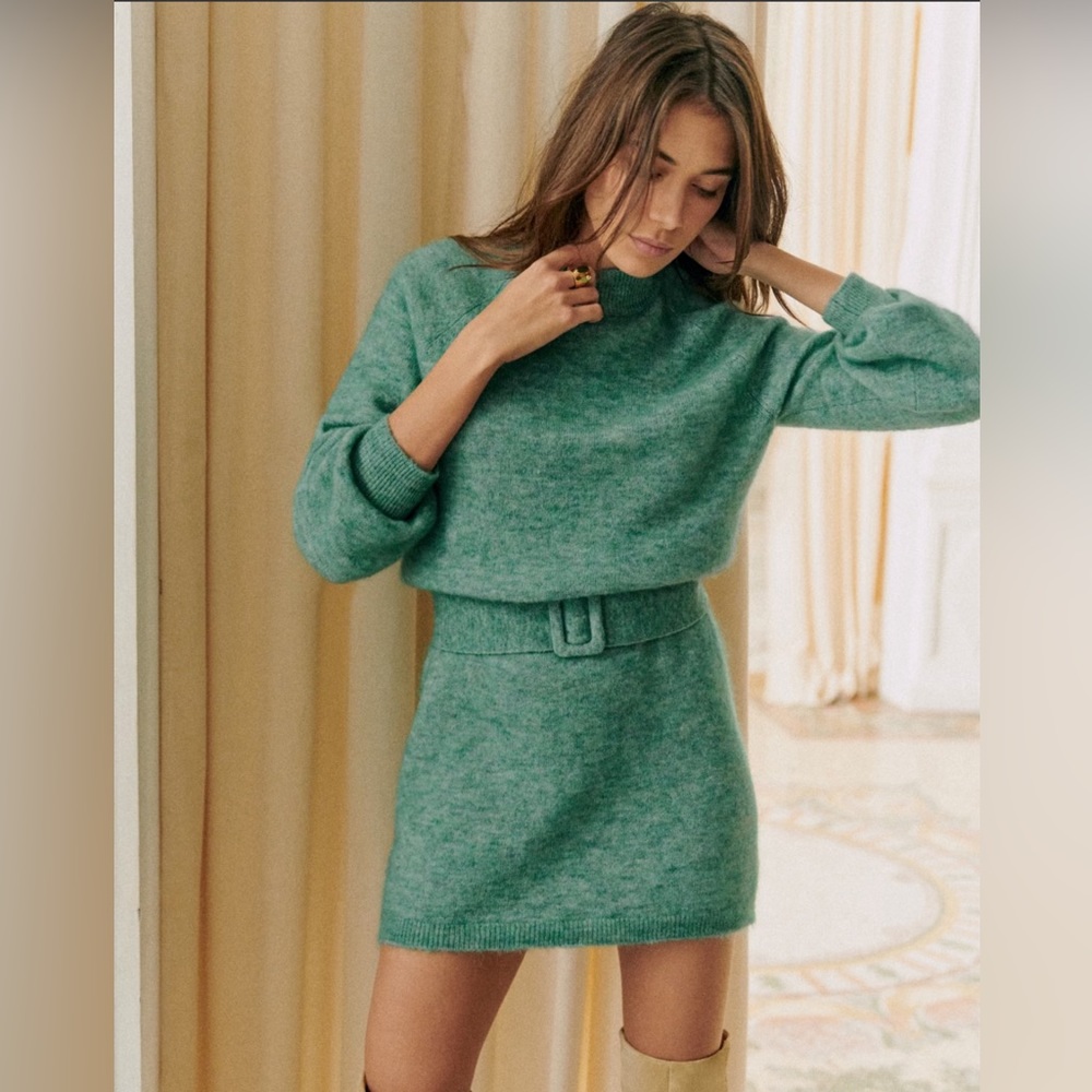 Sézane Enola Sweater Dress, Size Small, Celedon Green.  Never worn!